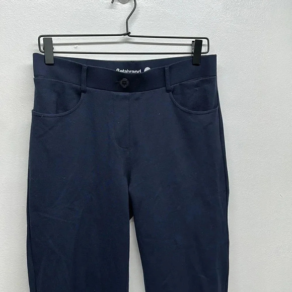 Betabrand Dress Pant Yoga Pants Straight Leg 7 Pocket Elastic Waist Navy Medium - Picture 2 of 10